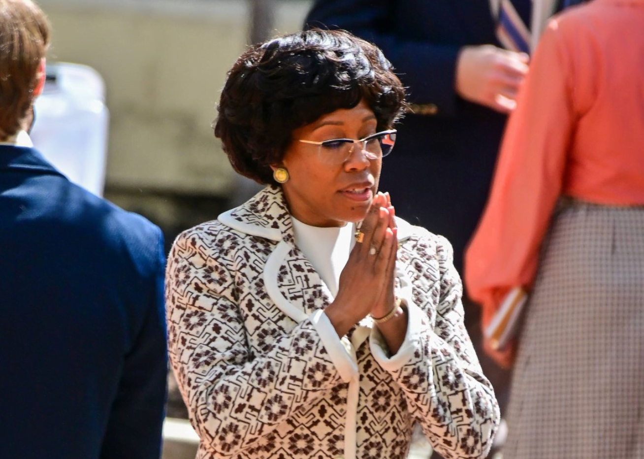 Regina King on set of upcoming Shirley Chisholm Biopic