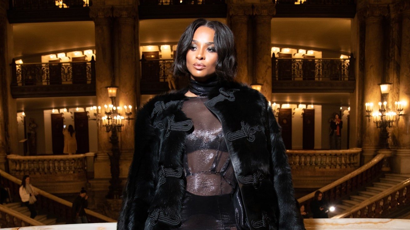 Pics: Ciara in Black Sheer Dundas Gown